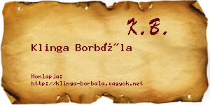 Klinga Borbála névjegykártya